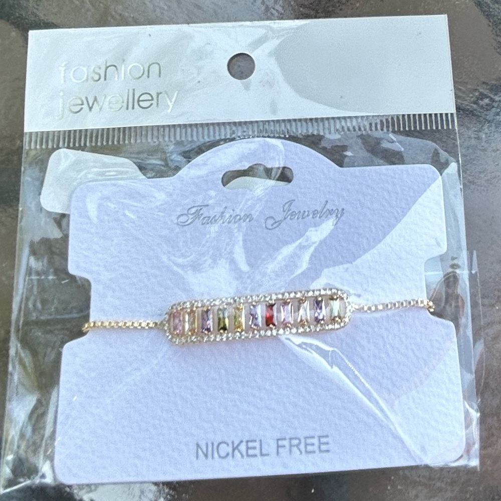 NWT Multi-Colored Faux Diamond Bracelet.